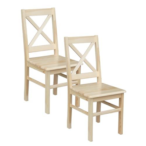 Metdrew Küchenstuhl | Holzstuhl 42x50x93 cm |Stuhl mit Rückenlehne| großer Stuhl | Rustikaler Stil | quadratisch| Kiefernholz | Wohnzimmerstuhl | 2 Stück | Farbe: klar lackiert Metdrew Küchenstuhl | Holzstuhl 42x50x93 cm |Stuhl mit Rückenlehne| großer Stuhl | Rustikaler Stil | quadratisch| Kiefernholz | Wohnzimmerstuhl | 2 Stück | Farbe: klar lackiert von Metdrew