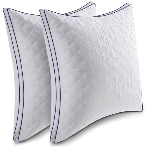 MetersGod Kopfkissen 80x80 2er Set,1700g Mikrofaserfüllung für Nackenkissen,Verstellbare Faserfüllung Hotel Kissen mit reißverschluss,Waschbar bei 60 Grad, für Allergiker geeignet von MetersGod
