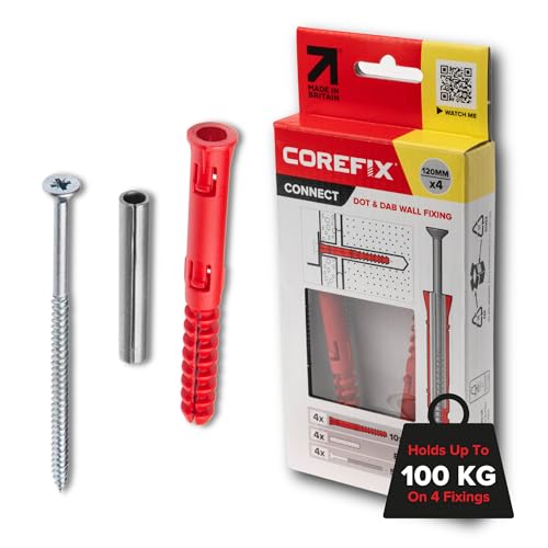 Corefix PLUS30 Robuste Dort & Dab Wandbefestigung für Flachbildfernseher, Wandschränke, Heizkörper, Boilerale, 4 Stück von COREFIX