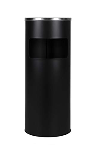 METLEX - freistehende Edelstahl Außen Mülleimer Zigarette Aschenbecher stehen - schwarz (MX2076 BL) von Metlex