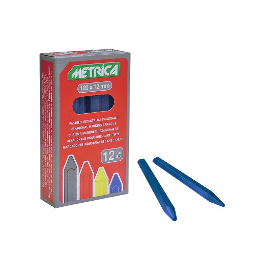 Metrica Sechskant Farbkreide, blau, 12 Stück, 50041 von Metrica