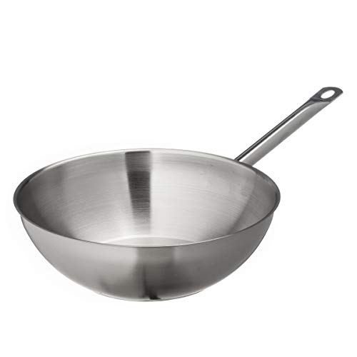 METRO Professional Wok unbeschichtet | Ø 30 cm | Edelstahl | Backofengeeignet bis max. 240 °C | auch für Induktion | Wokpfanne | auch für gewerblichen Einsatz | satiniert | rund | silber von METRO Professional