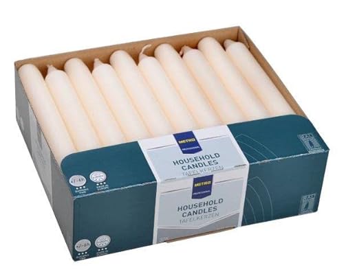 Metro Professionell Tafelkerzen | 30 Stück, elfenbein | Ø 21,5mm (180mm lang) | 6h Brenndauer | Gastronomiebedarf | Gastronomiekerzen | Gerade Kerzen | Household Candles | Made in Europe von METRO Professional