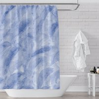 Blauer Aquarell Wellen Duschvorhang - Schönes Beruhigendes Ozean Thema Kunst Auf Premium Seidiger Stoff Gedruckt von MetroShowerCurtains