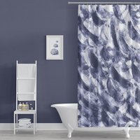 Dunkle Aquarell Wellen in Marine Blau Küsten Kunst Stoff Dusche Vorhang Für Dunkelblau Küste/Strand Bad Dekor von MetroShowerCurtains
