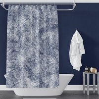 Navy Blue & White Distressed Abstrakte Textur Druck Stoff Duschvorhang Für Bauernhaus Oder Modernes Bad Dekor von MetroShowerCurtains