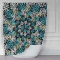 Schwarz Türkis/Petrol Und Gelb Moderne Boho Spitze Mandala Stoff Duschvorhang Für Rustikales Urban Bath Schwarz Türkis/Petrol Und Gelb Moderne Boho Spitze Mandala Stoff Duschvorhang Für Rustikales Urban Bath von MetroShowerCurtains