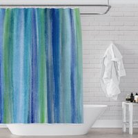 Unterwasser Blau Grün Aquarell Vertikale Streifen Stoff Dusche Vorhang von MetroShowerCurtains