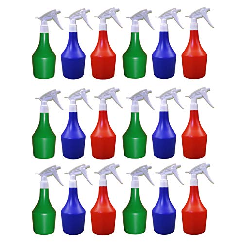 Metrox Blumensprüher Leere Sprühflaschen 18 Stück 0,5L Nachfüllbar Zerstäuber geeignet für Desinfektion Reinigungsmittel versch. Farben für Garten, Haushalt und Gewerbe von Metrox