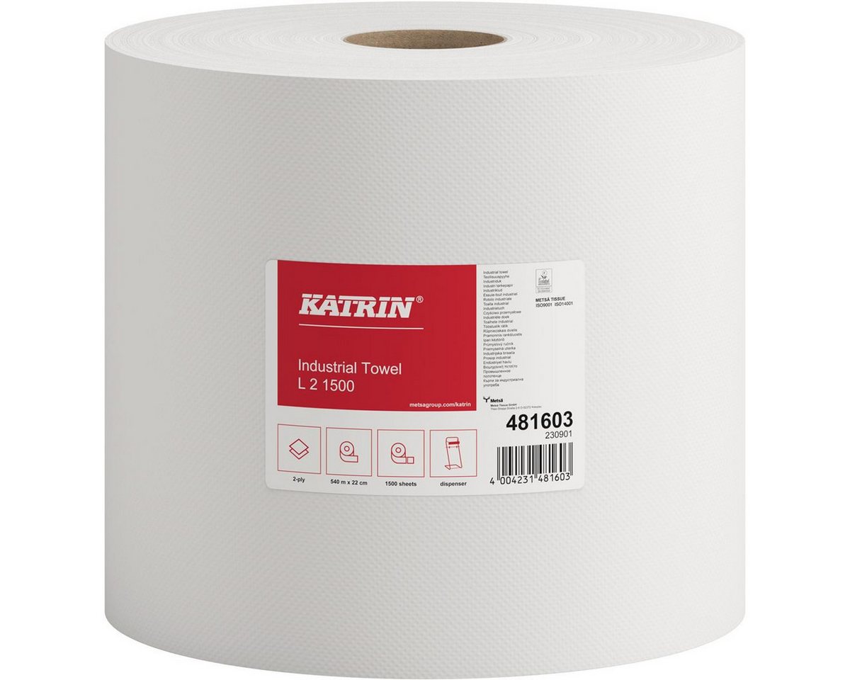 Metsä Tissue Papierküchenrolle Katrin Putztuchrolle L2 481603 2lagig weiß 1.500 Blatt 2 St./Pack. von Metsä Tissue