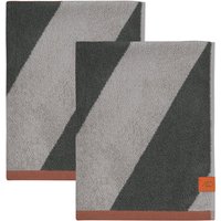 Mette Ditmer - Diagonal Gästehandtuch, 40 x 55 cm, dark olive (2er-Set) von Mette Ditmer