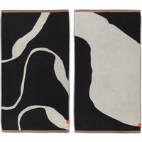 Mette Ditmer - Nova Arte Gästehandtuch, 40 x 55 cm, schwarz / off-white (2er-Set) von Mette Ditmer