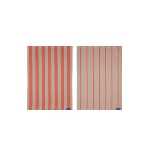 Mette Ditmer Stripes Tea Towel, 2-Pack, W50 x L70 cm, Latte [Set] von Mette Ditmer