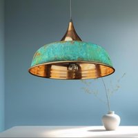 Handgefertigte Oxidierte Kupfer Pendelleuchte Grüne Patina Kuppellampe Handgefertigte Oxidierte Kupfer Pendelleuchte Grüne Patina Kuppellampe von MettleMix