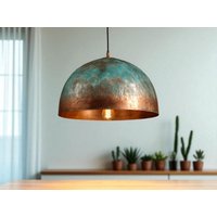 Handgefertigtes Blau Patina Kupfer Kuppel Pendelleuchte - Rustikaler Kronleuchter Handgefertigtes Blau Patina Kupfer Kuppel Pendelleuchte - Rustikaler Kronleuchter von MettleMix