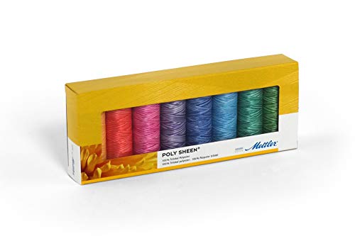 Mettler Poly Sheen Pastels-Kit 8er Nähgarn-Set: Hochglanzgarn für Stickereien und Dekorative Näharbeiten – 100% Polyester – PS81 Pastels-Kit - 200m Pro Rolle von Mettler
