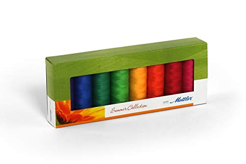 Mettler SERALON Summer-Kit 8er Nähgarnbox: Universal Garn zum Nähen oder Sticken, Nähgarn für Nähmaschine, 100% Polyester, 8 x 200 m, sommerfarben von Mettler