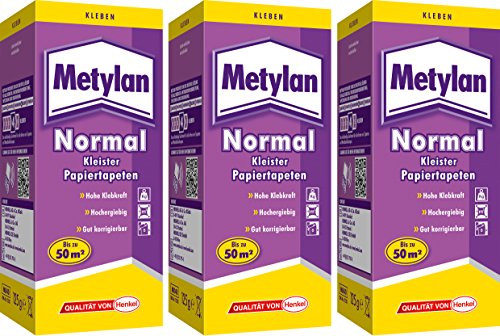 Metylan 125-3 MK40 Normal Tapetenkleister für Papier-Tapeten, Farblos, 3X 125g von Metylan