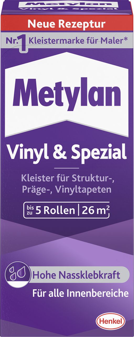 Metylan Vinyl & Spezial Tapetenkleister 180 g Paket, trocknet transparent von Metylan
