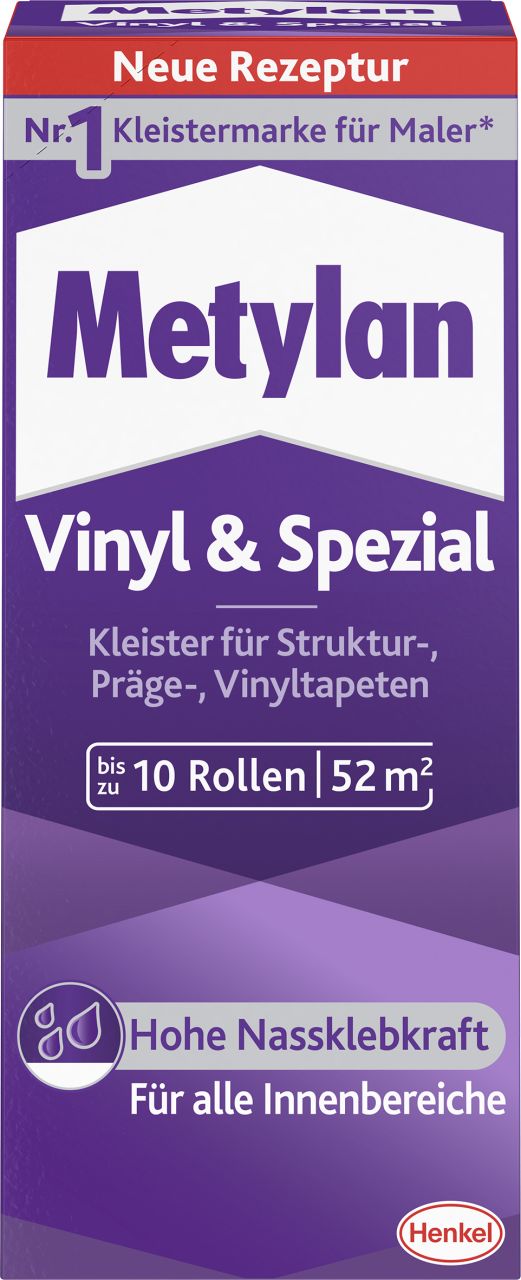 Metylan Vinyl & Spezial Tapetenkleister 360 g Paket, trocknet transparent von Metylan