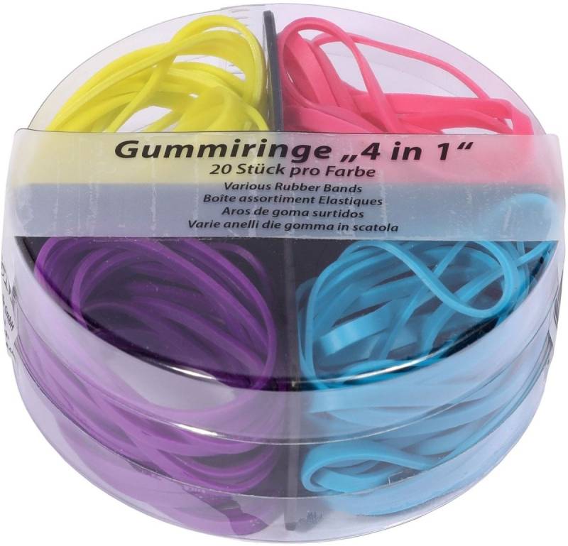 Metzger & Mendle Gummibänder Gummiringe 4 in 1 VE=80 Stück 4 Farben sortiert von Metzger & Mendle