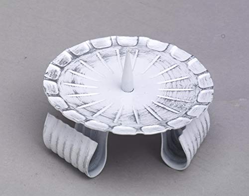 Kerzenleuchter aus Eisen mit Dorn in Weiß/Silber Ø 10 cm, Ideal für Taufkerzen, Kommunionkerzen von Metzger