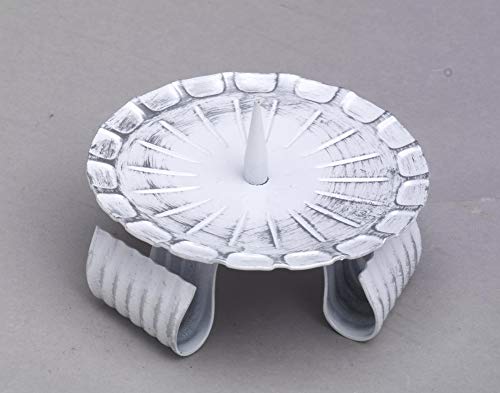 Kerzenleuchter aus Eisen mit Dorn in Weiß/Silber Ø 10 cm, Ideal für Taufkerzen, Kommunionkerzen von Kerzenleuchter