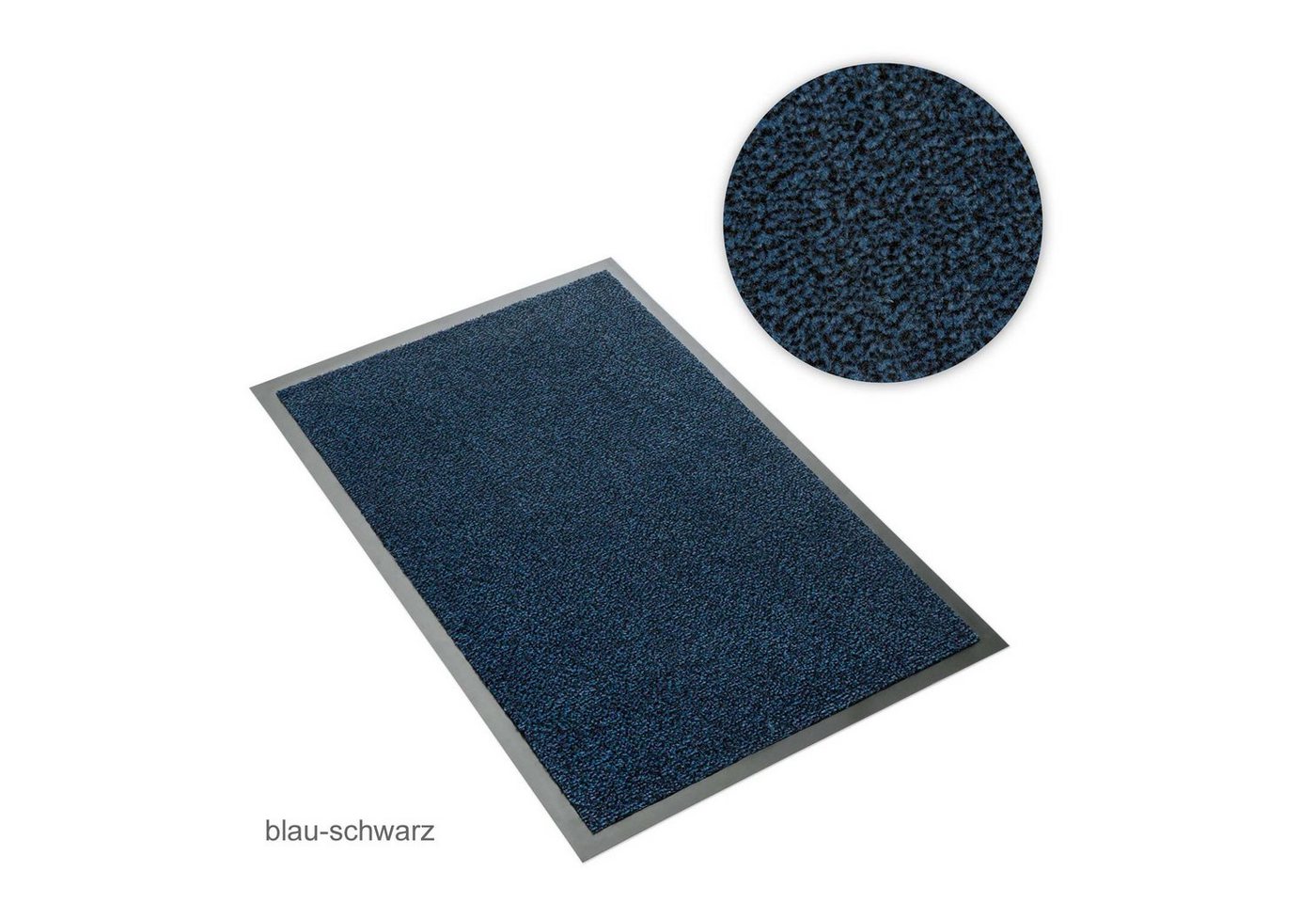 Fußmatte Sauberlaufmatte blau-schwarz-meliert 60 x 90 cm, Metzker®, rechteckig, Höhe: 7 mm, 60x90cm - blau-schwarz meliert von Metzker®