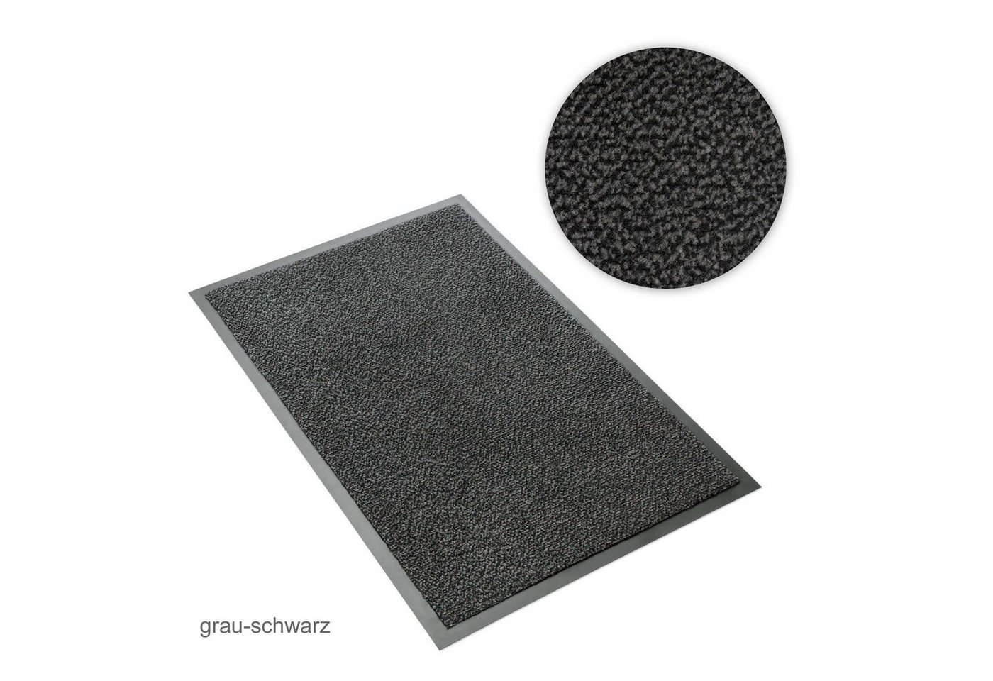 Fußmatte Sauberlaufmatte grau-schwarz meliert 60 x 90 cm, Metzker®, rechteckig, Höhe: 7 mm, 60x90cm - grau-schwarz meliert von Metzker®
