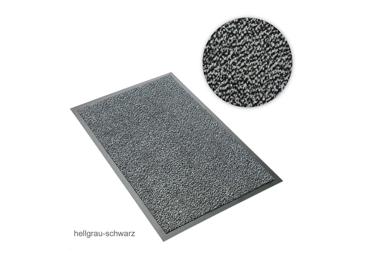 Fußmatte Sauberlaufmatte hellgrau-schwarz meliert 60 x 90 cm, Metzker®, rechteckig, Höhe: 7 mm, 60x90cm - hellgrau-schwarz meliert von Metzker®