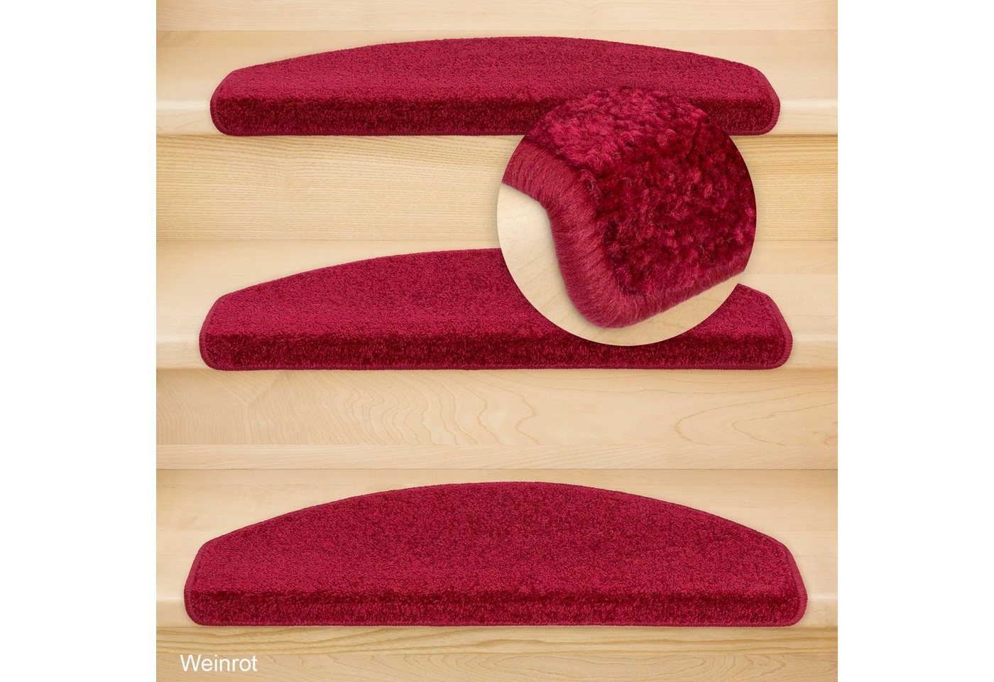 Metzker® Stufenmatte Stufenmatte Fuerth Halbrund Weinrot 1 Stück, halbrund, Höhe: 9 mm von Metzker®