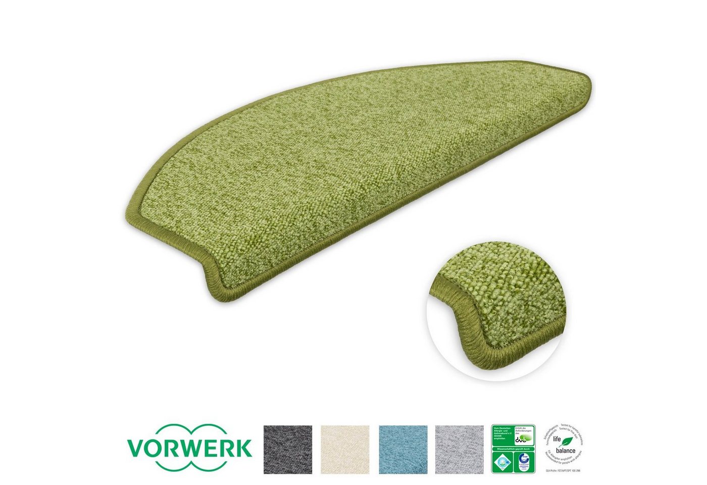 Metzker® Stufenmatte Stufenmatten Vorwerk Durango Halbrund Grün 16 Stück, halbrund, Höhe: 8 mm, 16 Stück im Set - Grün von Metzker®