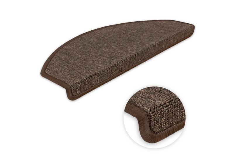 Metzker® Stufenmatte Stufenmatten Ariston Halbrund 65x24cm Trittfläche Kaffeebraun 15 Stück, halbrund, Höhe: 5 mm, 15 Stück im Set - Kaffeebraun von Metzker®