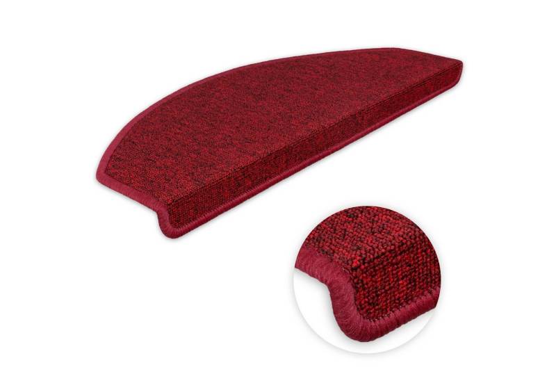 Metzker® Stufenmatte Stufenmatten Ariston Halbrund 65x24cm Trittfläche Weinrot 14 Stück, halbrund, Höhe: 5 mm, 14 Stück im Set - Weinrot von Metzker®