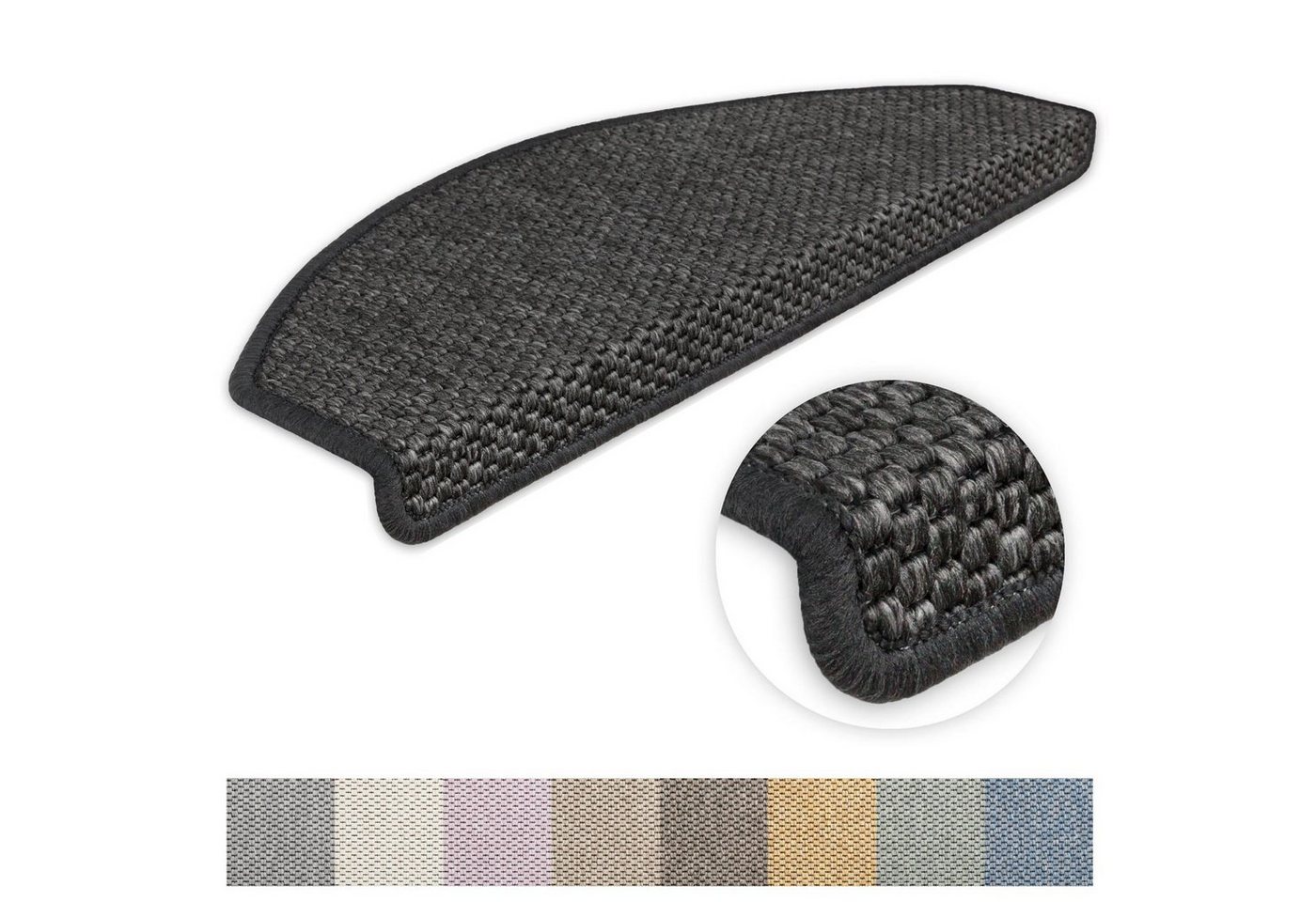 Metzker® Stufenmatte Stufenmatten Göteborg Halbrund, halbrund, Höhe: 8 mm, 15 Stück - Anthrazit von Metzker®