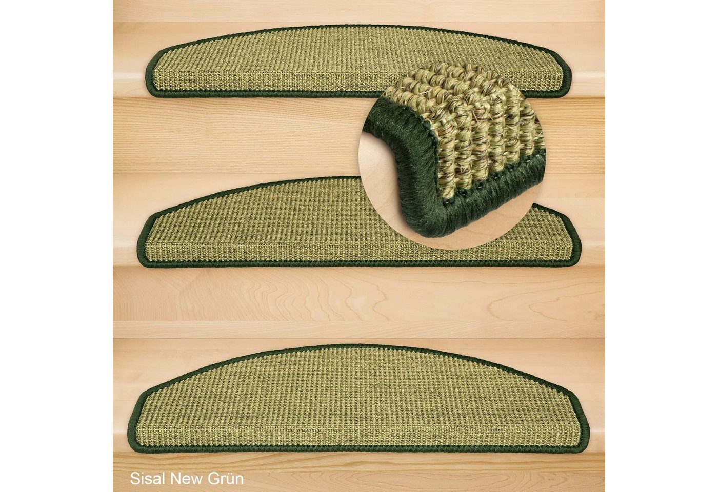 Stufenmatte Stufenmatten Sisal New Halbrund Grün 16 Stück, Metzker®, halbrund, Höhe: 6 mm, Naturprodukt von Metzker®
