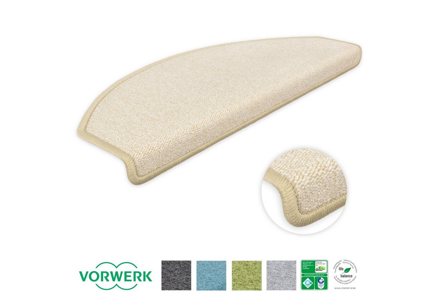 Stufenmatte Stufenmatten Vorwerk Durango Halbrund Hellbeige 15 Stück, Metzker®, halbrund, Höhe: 8 mm, 15 Stück im Set - Hellbeige von Metzker®