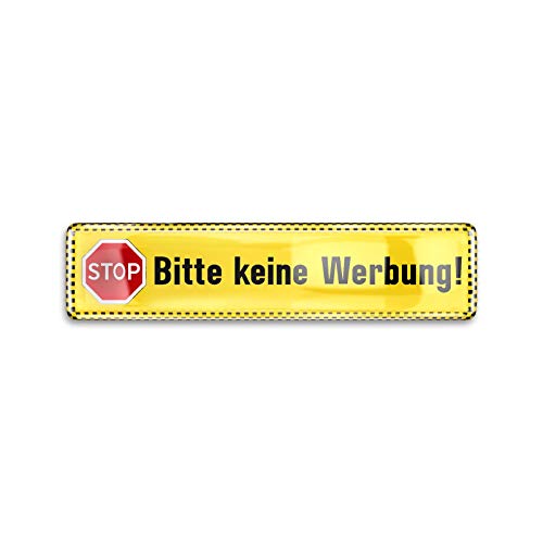Metzler 3D Briefkasten Aufkleber -"Bitte keine Werbung" - 63 mm x 15 mm (Gelb) von Metzler-Trade