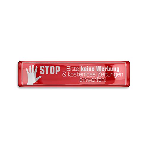 Metzler 3D Briefkasten Aufkleber -"Bitte keine Werbung" - 63 mm x 15 mm (Rot) von Metzler-Trade