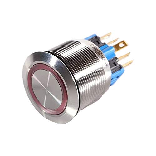 Edelstahl Drucktaster – wetterfest & rostfrei - Kontaktart: Tastend - flache Tastfläche - rote LED-Beleuchtung - Ø 25 mm Edelstahl Drucktaster – wetterfest & rostfrei - Kontaktart: Tastend - flache Tastfläche - rote LED-Beleuchtung - Ø 25 mm von Metzler-Trade