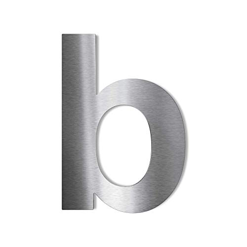 Metzler® Hausnummer Edelstahl selbstklebend mit modernem Design und Montage ohne Bohren Silber 75mm hoch pflegeleicht wetterfest Arial Schrift 3D Optik für Außenbereich Haustür Buchstabe b von Metzler-Trade