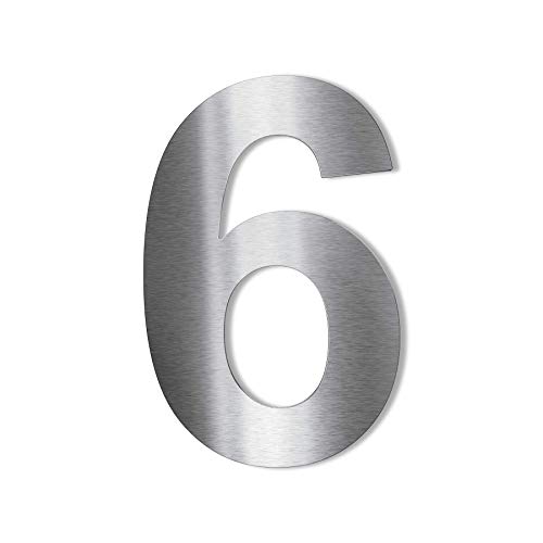 Metzler® Hausnummer aus Edelstahl mit selbstklebender Rückseite und moderner Arial-Schrift Silber wetterfest pflegeleicht 75 mm hoch gebürstet einfache Montage ideal für Außenbereich von Metzler-Trade