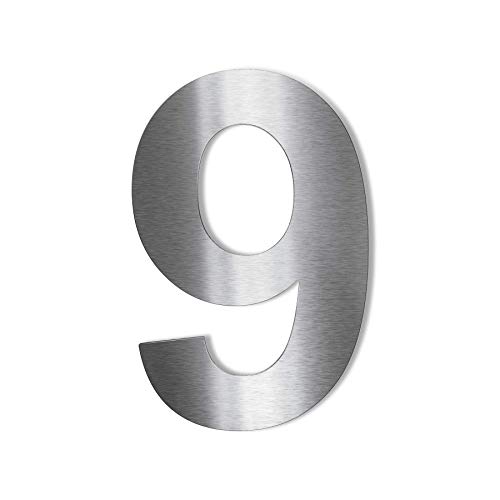 Metzler® Hausnummer aus Edelstahl selbstklebend mit modernem 3D-Design und pflegeleichter Oberfläche silber gebürstet 75 mm Arial wetterfest langlebig für Außenbereich Hauswand Türschild von Metzler-Trade
