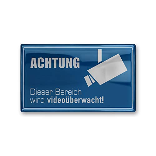 Metzler® Videoüberwachung Aufkleber mit 3D-Oberfläche und UV-beständigem Material Blau 85×50 mm kratz- und wasserfest ideal für Tür, Laden oder Grundstück langlebiger Hinweisaufkleber außen von Metzler-Trade