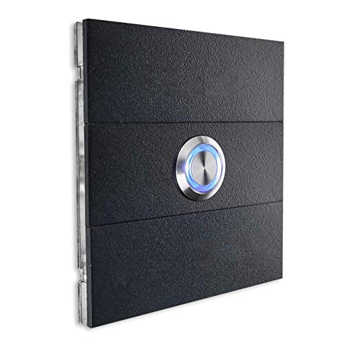 Metzler Magnetische Türklingelplatte - Anthrazit aus der Türklingel-Serie"Magneto" - inklusive LED-Taster in verschiedenen Farben - Größe: 90 mm x 85 mm von Metzler