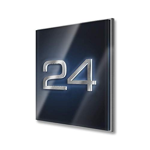 Metzler Hausnummer in Anthrazit - aus Edelstahl massiv & nicht rostend - LED-beleuchtet - alle Zahlen möglich - individuelle Anpassung - direkt vom Hersteller - (20 x 20 x 1,5 cm) von Metzler