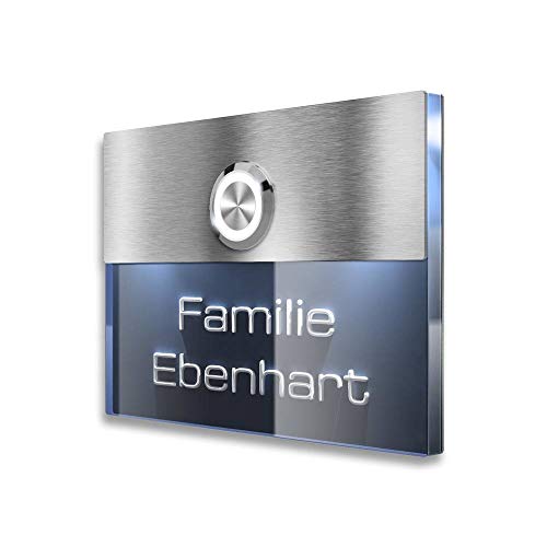 Metzler Türklingel Anthrazit Klingelschild LED-Klingeltaster & Beleuchtung - 3D-Gravur Beschriftung - Klingelplatte - Befestigung wählbar von Metzler