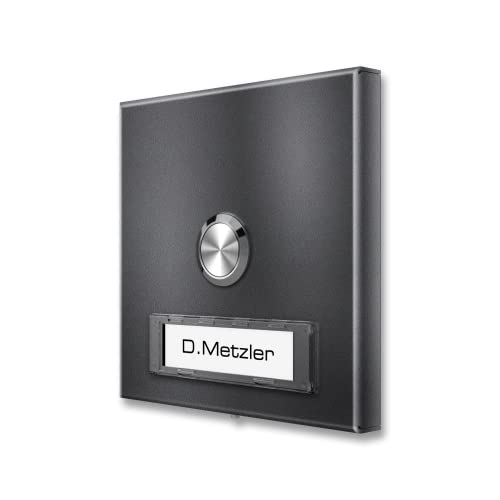 Metzler® Türklingel Aufputz mit LED-Taster und austauschbarem Namensschild Grau DB703 Eisenglimmer wetterfest Edelstahl 100 x 100 mm IP67 langlebig modern Haustürklingel beleuchtet Design Metzler® Türklingel Aufputz mit LED-Taster und austauschbarem Namensschild Grau DB703 Eisenglimmer wetterfest Edelstahl 100 x 100 mm IP67 langlebig modern Haustürklingel beleuchtet Design von Metzler