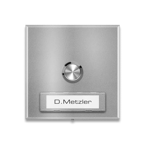 Metzler® Türklingel Aufputz mit LED-Taster und austauschbarem Namensschild RAL 9007 Graualuminium wetterfest Edelstahl 100 x 100 mm einfache Montage modern beleuchtet IP67 Metzler® Türklingel Aufputz mit LED-Taster und austauschbarem Namensschild RAL 9007 Graualuminium wetterfest Edelstahl 100 x 100 mm einfache Montage modern beleuchtet IP67 von Metzler