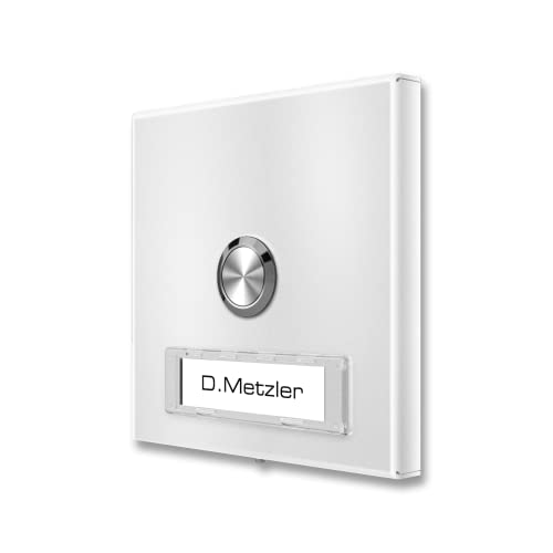 Metzler® Türklingel Aufputz mit beleuchtetem LED-Taster und austauschbarem Namensschild verkehrsweiß RAL 9016 witterungsbeständig aus Edelstahl V2A 100×100 mm inkl. Aufputzkasten IP67 Metzler® Türklingel Aufputz mit beleuchtetem LED-Taster und austauschbarem Namensschild verkehrsweiß RAL 9016 witterungsbeständig aus Edelstahl V2A 100×100 mm inkl. Aufputzkasten IP67 von Metzler